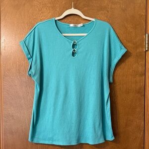 Aqua Short Sleeve Tee with Ring Details